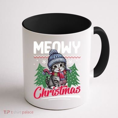 Meowy Christmas Cute Gift Coffee Mug back