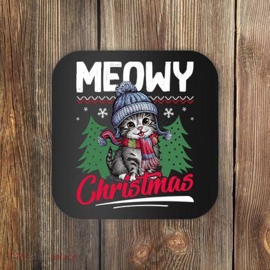 Meowy Christmas Cute Gift Coaster