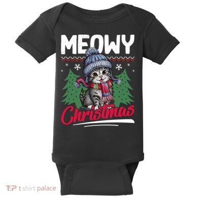 Meowy Christmas Cute Gift Baby Bodysuit