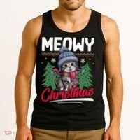 Meowy Christmas Cute Gift Tank Top thumb 3