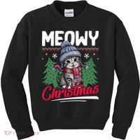 Meowy Christmas Cute Gift Kids Sweatshirt thumb 0