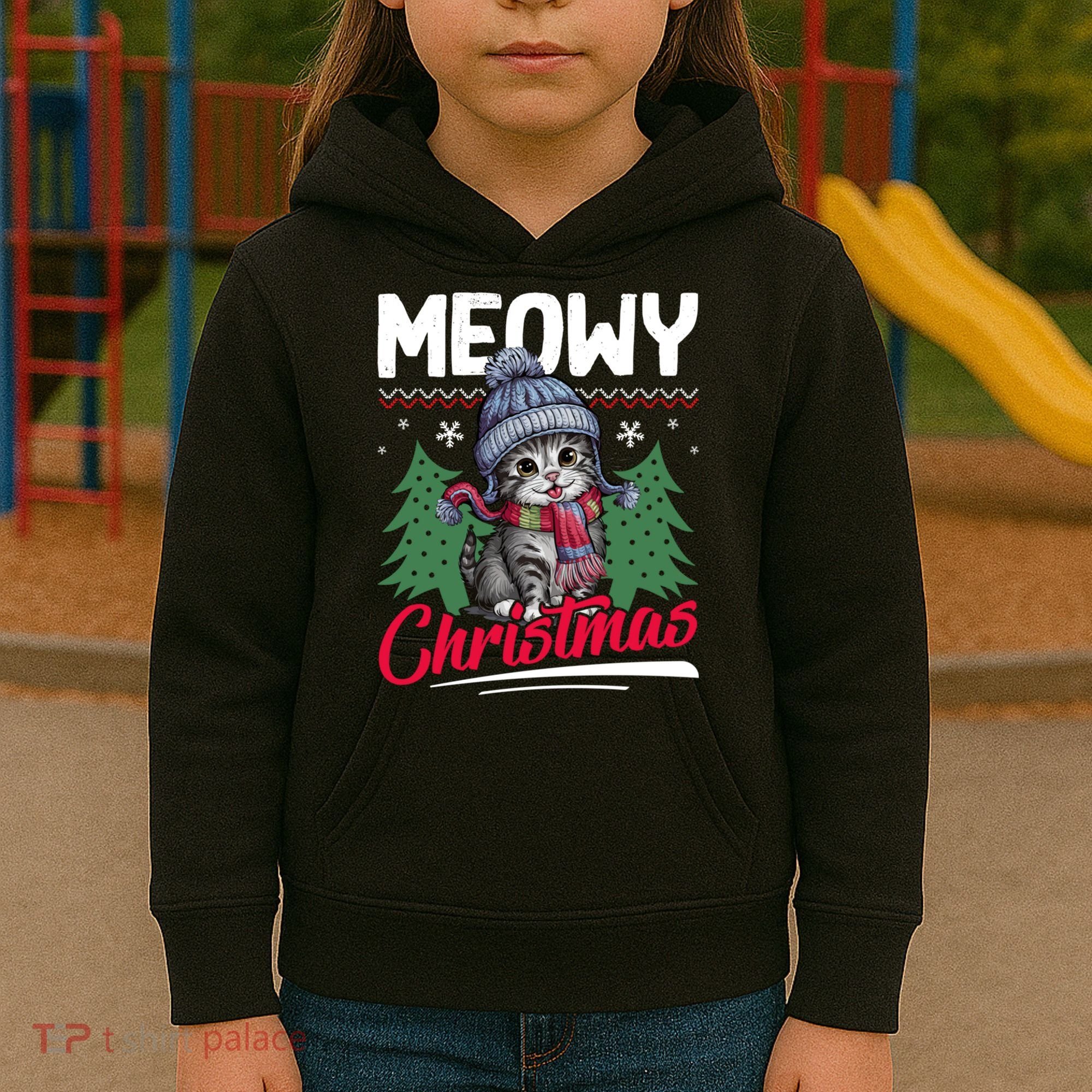 Meowy Christmas Cute Gift Kids Hoodie