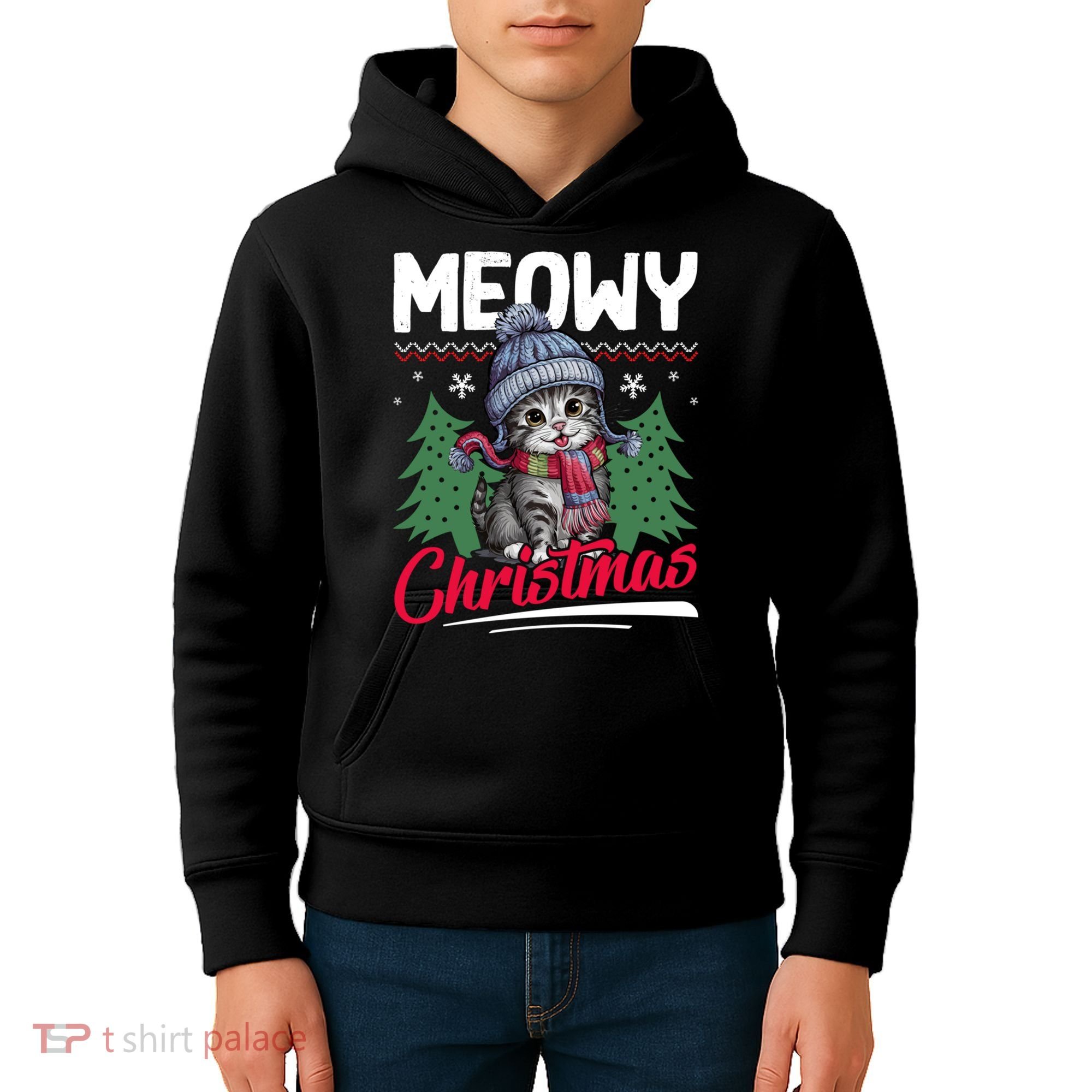 Meowy Christmas Cute Gift Kids Hoodie