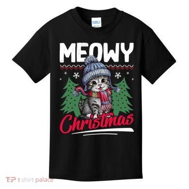 Meowy Christmas Cute Gift Kids T-Shirt