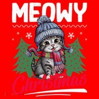 Meowy Christmas Cute Gift Santa Hat thumb 1