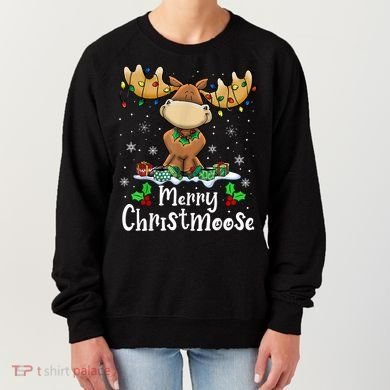 Merry Christmoose Christmas Moose Xmas Lights Women's Sweatshirt