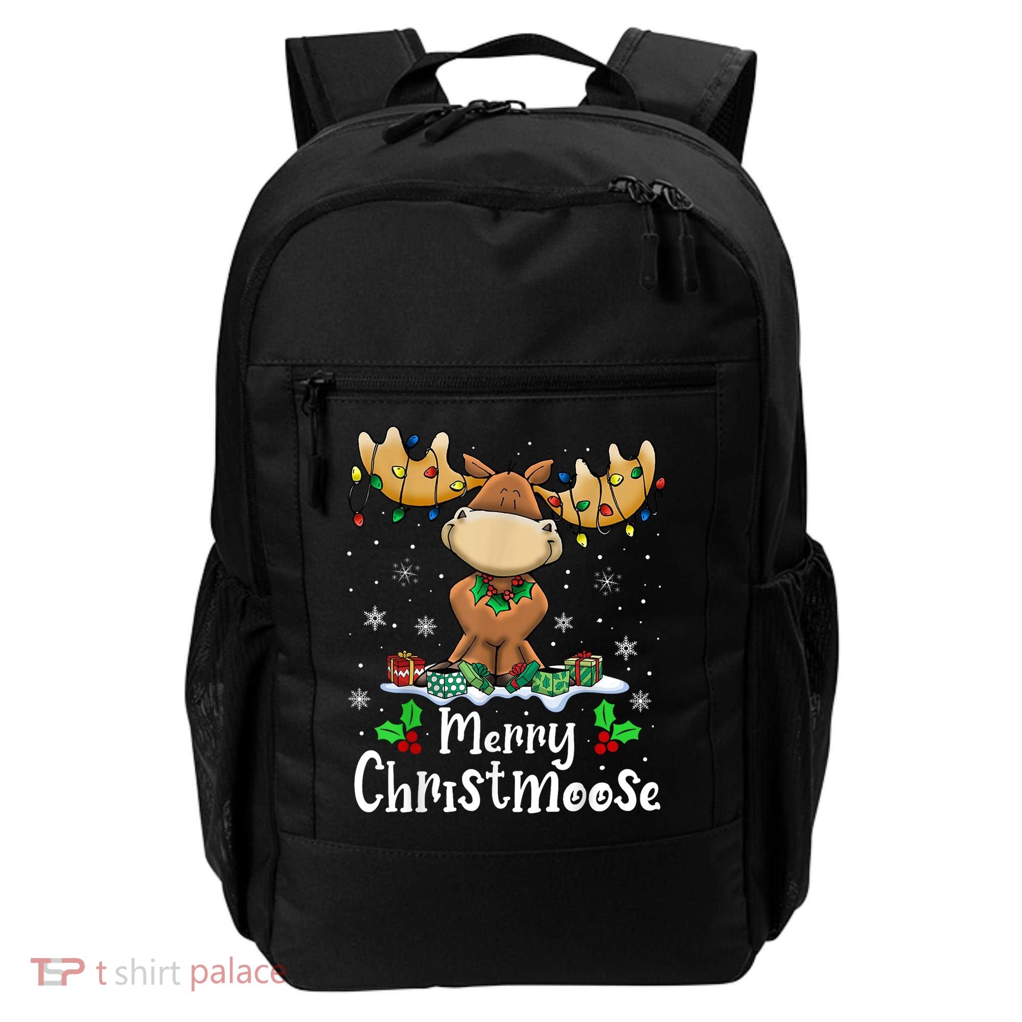 Merry Christmoose Christmas Moose Xmas Lights Backpack