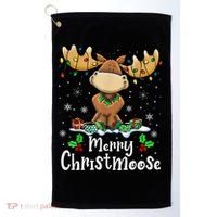 Merry Christmoose Christmas Moose Xmas Lights Golf Towel thumb 0