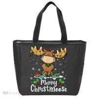 Merry Christmoose Christmas Moose Xmas Lights Tote Bag thumb 0