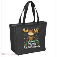 Merry Christmoose Christmas Moose Xmas Lights Tote Bag thumb 2