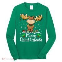 Merry Christmoose Christmas Moose Xmas Lights Long Sleeve Shirt thumb 0