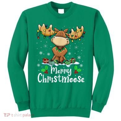 Merry Christmoose Christmas Moose Xmas Lights Sweatshirt