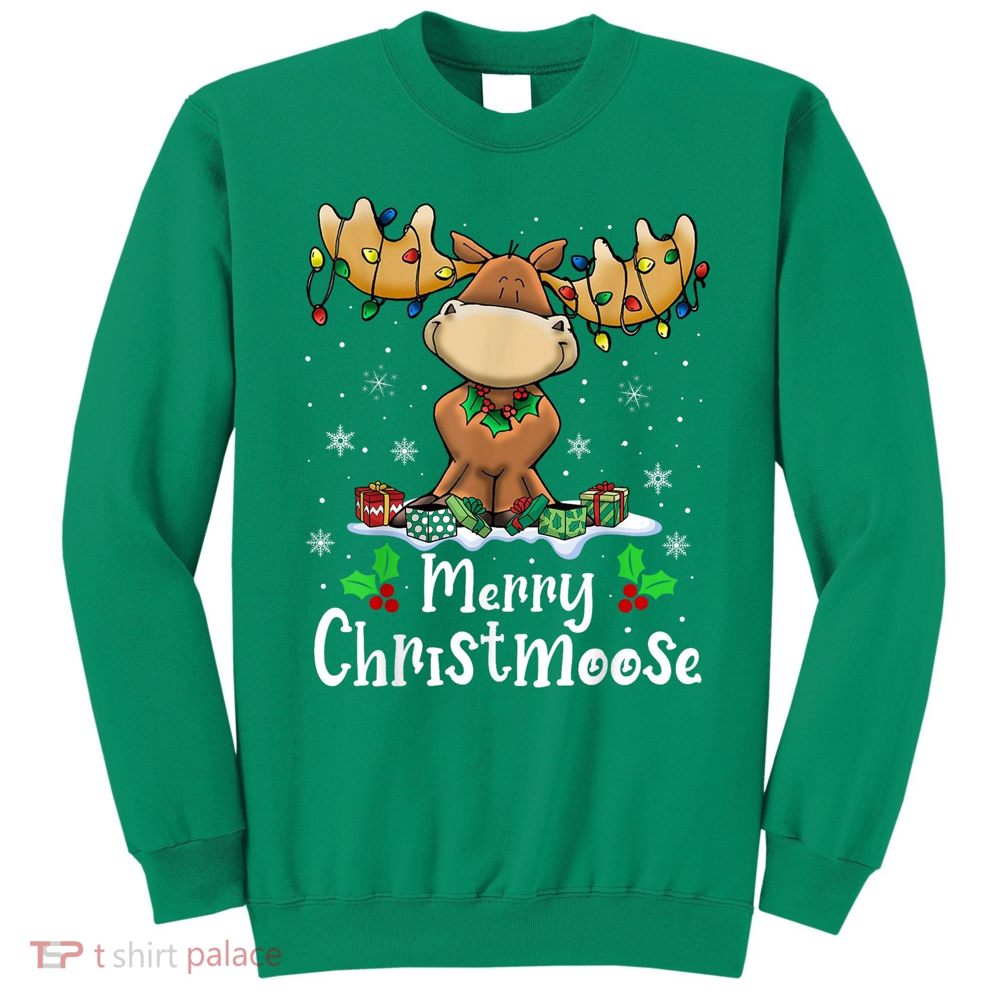Merry Christmoose Christmas Moose Xmas Lights Sweatshirt