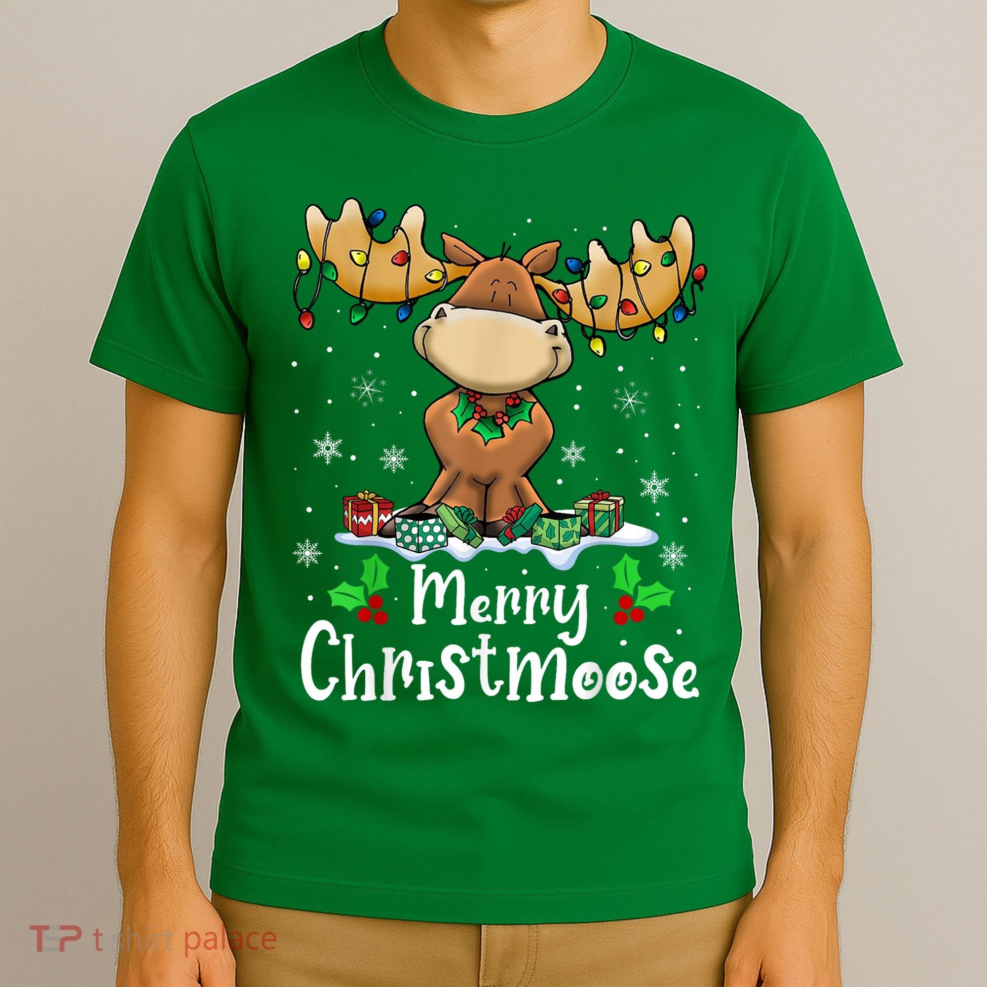 Merry Christmoose Christmas Moose Xmas Lights T-Shirt