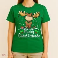 Merry Christmoose Christmas Moose Xmas Lights T-Shirt thumb 4