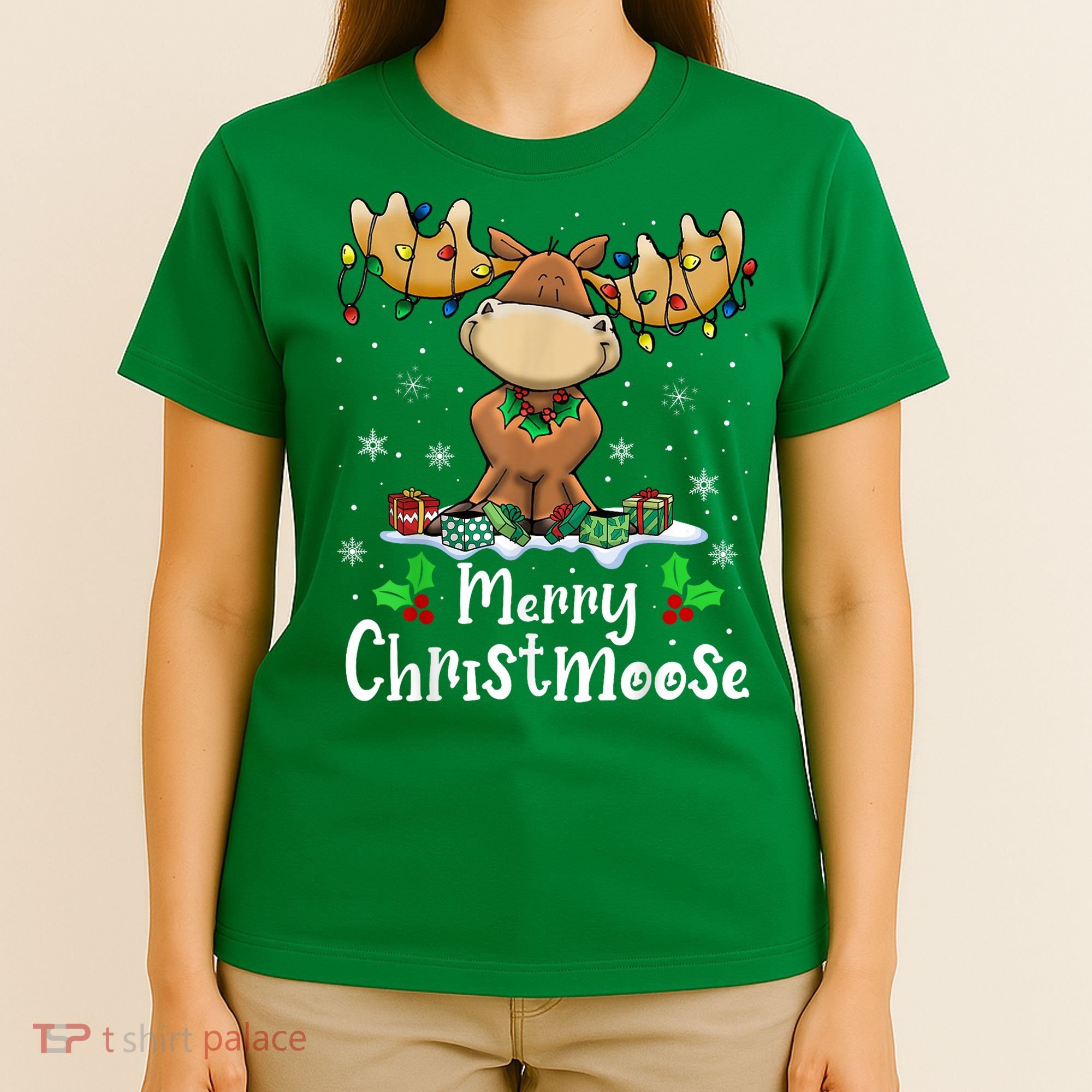 Merry Christmoose Christmas Moose Xmas Lights T-Shirt