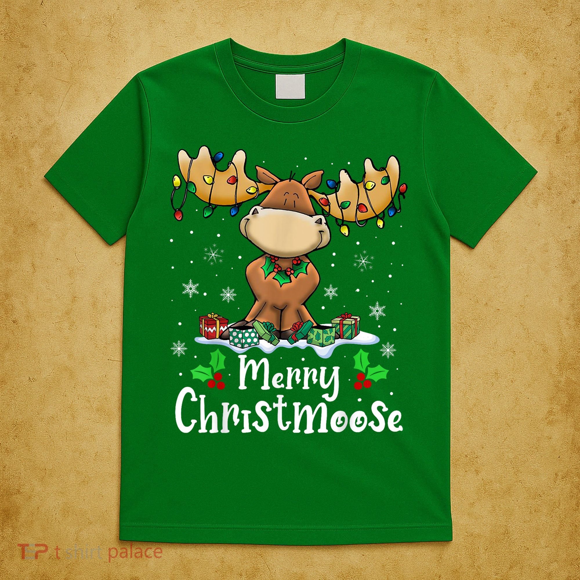 Merry Christmoose Christmas Moose Xmas Lights T-Shirt