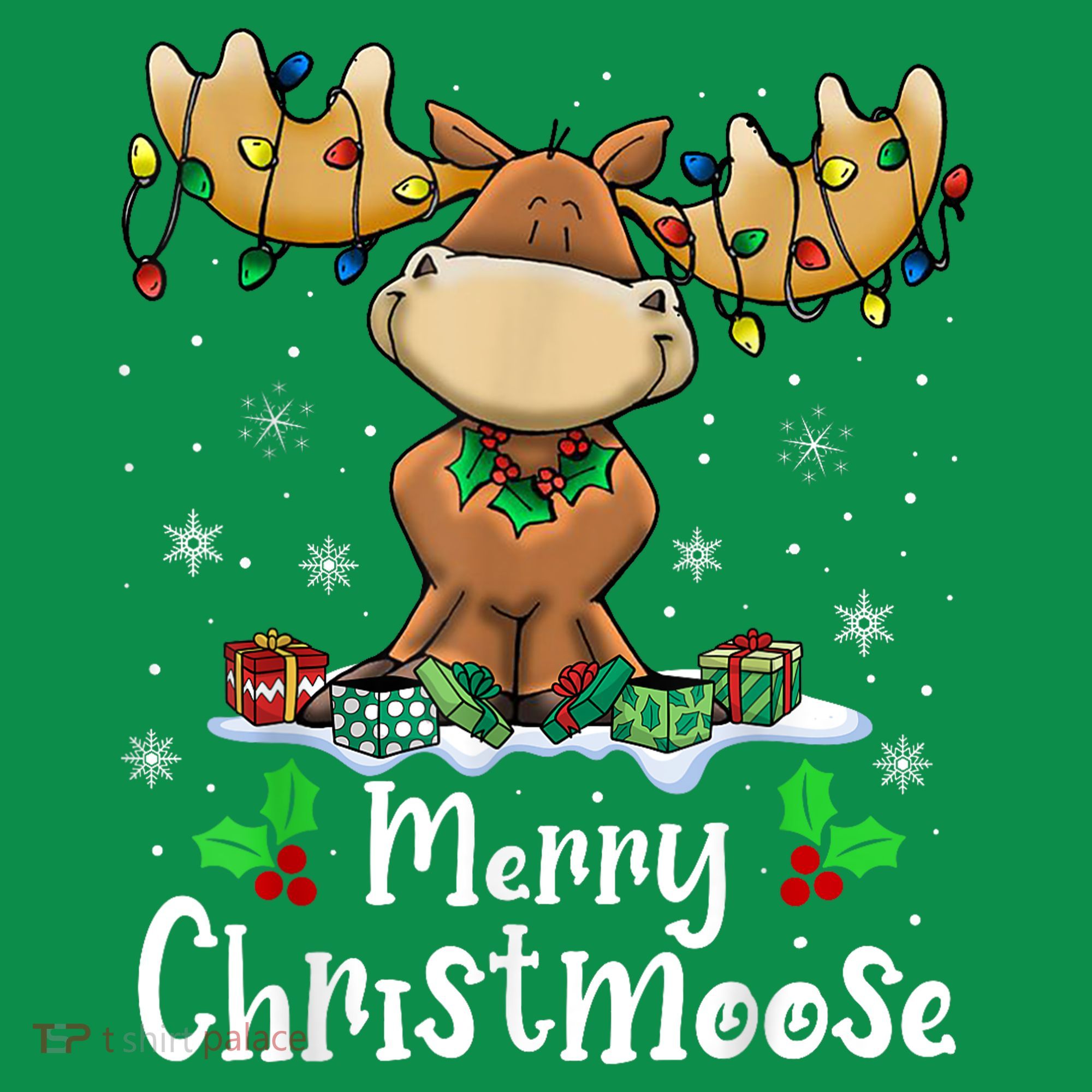 Merry Christmoose Christmas Moose Xmas Lights Coaster