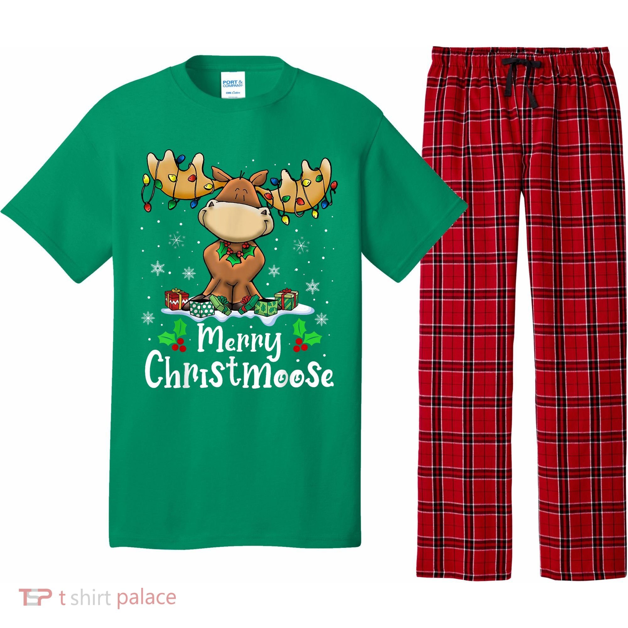 Merry Christmoose Christmas Moose Xmas Lights Pajama Set
