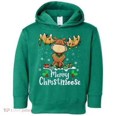 Merry Christmoose Christmas Moose Xmas Lights Toddler Hoodie