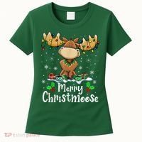Merry Christmoose Christmas Moose Xmas Lights Women's T-Shirt thumb 0