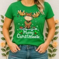 Merry Christmoose Christmas Moose Xmas Lights Women's T-Shirt thumb 2