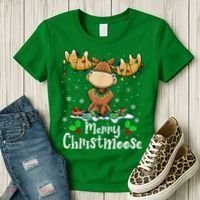 Merry Christmoose Christmas Moose Xmas Lights Women's T-Shirt thumb 3