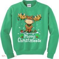 Merry Christmoose Christmas Moose Xmas Lights Kids Sweatshirt thumb 0