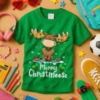Merry Christmoose Christmas Moose Xmas Lights Kids T-Shirt thumb 3