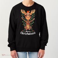 Merry Christmoose Christmas Moose Xmas Tree Lights Gifts  Women's Sweatshirt thumb 0