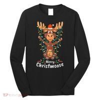 Merry Christmoose Christmas Moose Xmas Tree Lights Gifts  Long Sleeve Shirt thumb 0