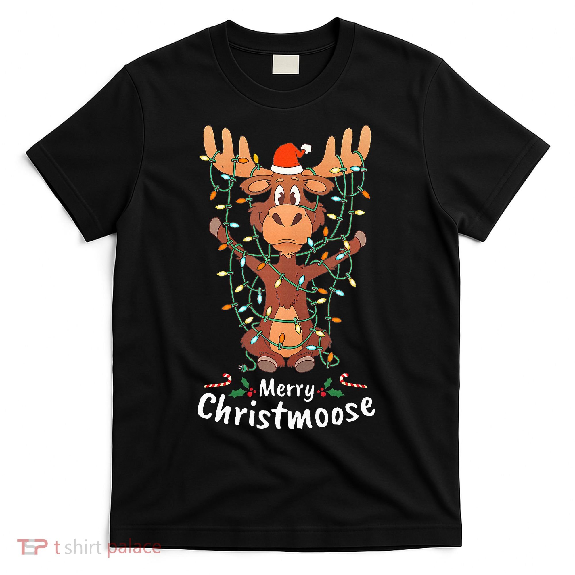 Merry Christmoose Christmas Moose Xmas Tree Lights Gifts  T-Shirt