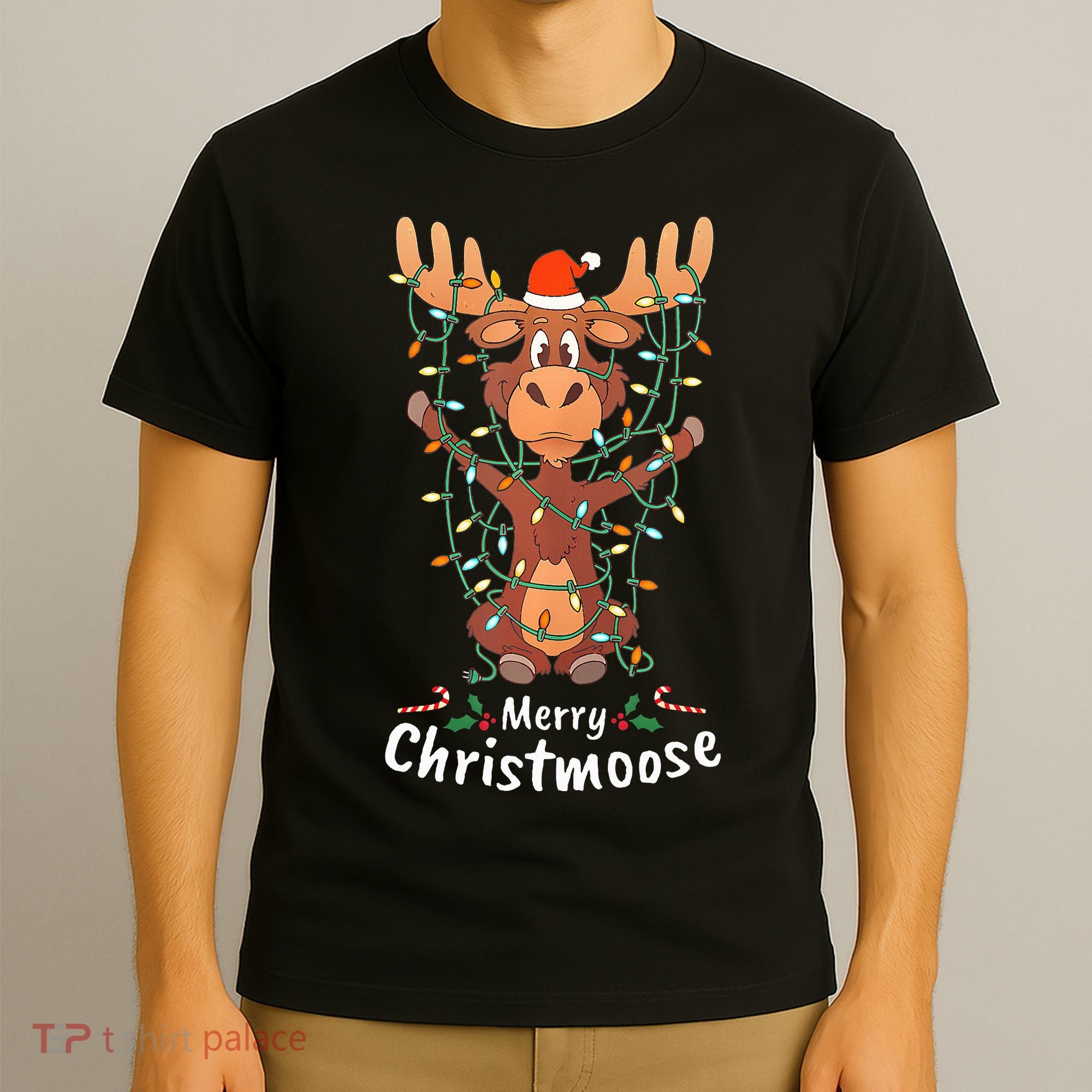 Merry Christmoose Christmas Moose Xmas Tree Lights Gifts  T-Shirt