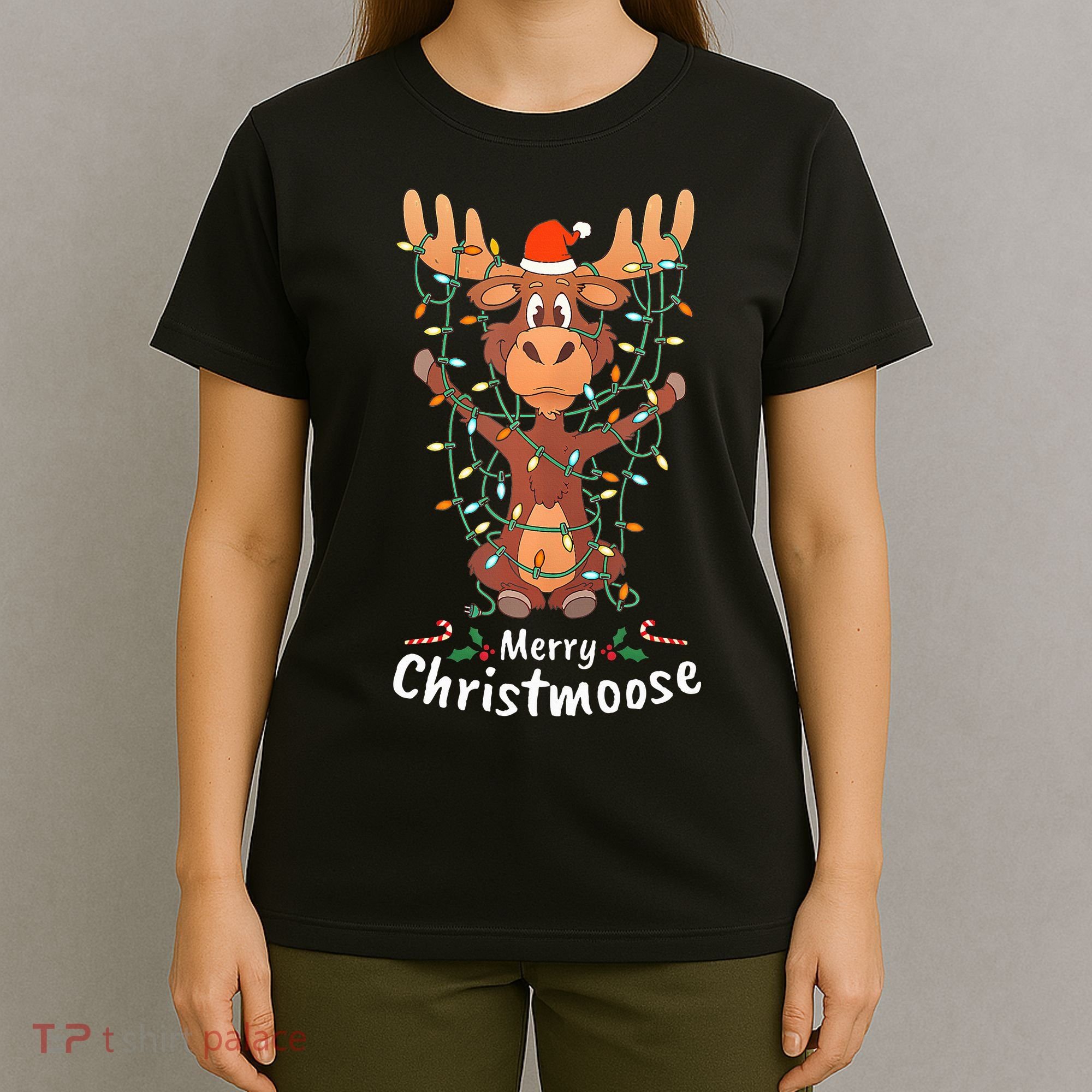 Merry Christmoose Christmas Moose Xmas Tree Lights Gifts  T-Shirt