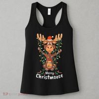 Merry Christmoose Christmas Moose Xmas Tree Lights Gifts  Women's Tank Top thumb 3