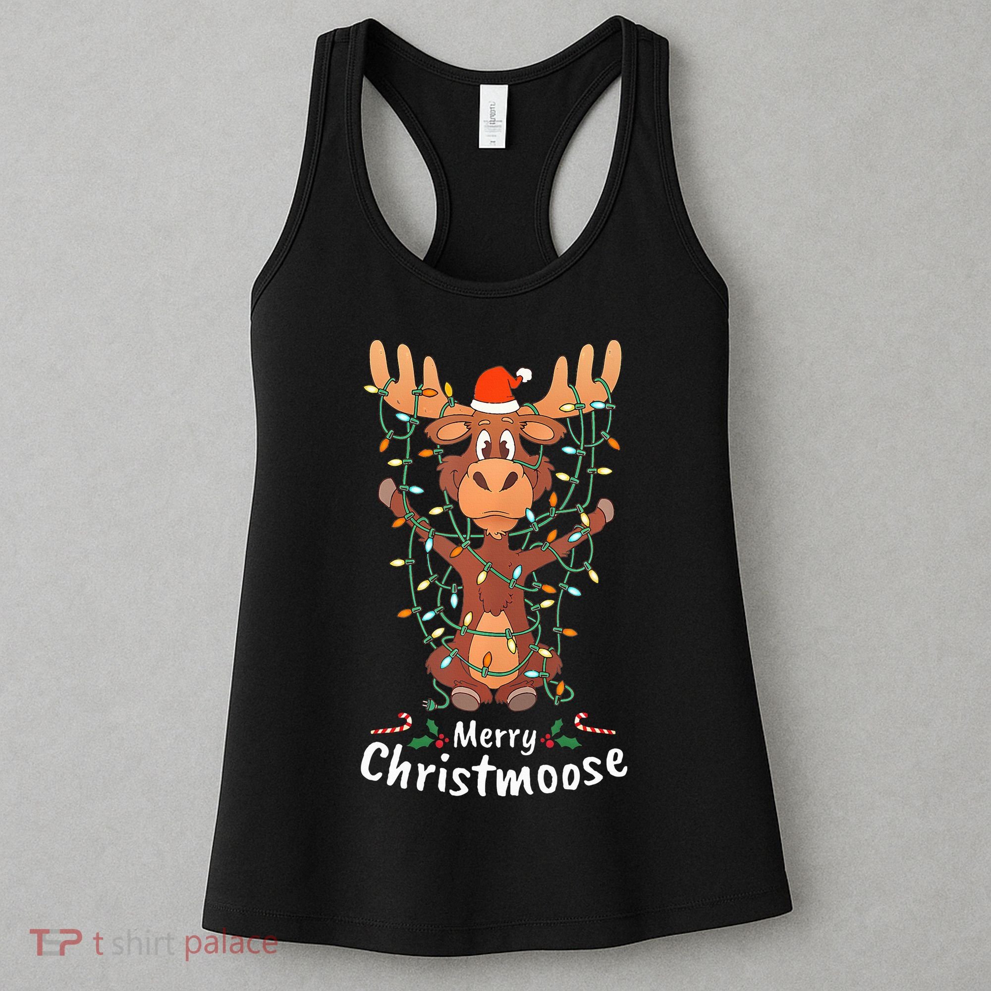 Merry Christmoose Christmas Moose Xmas Tree Lights Gifts  Women's Tank Top