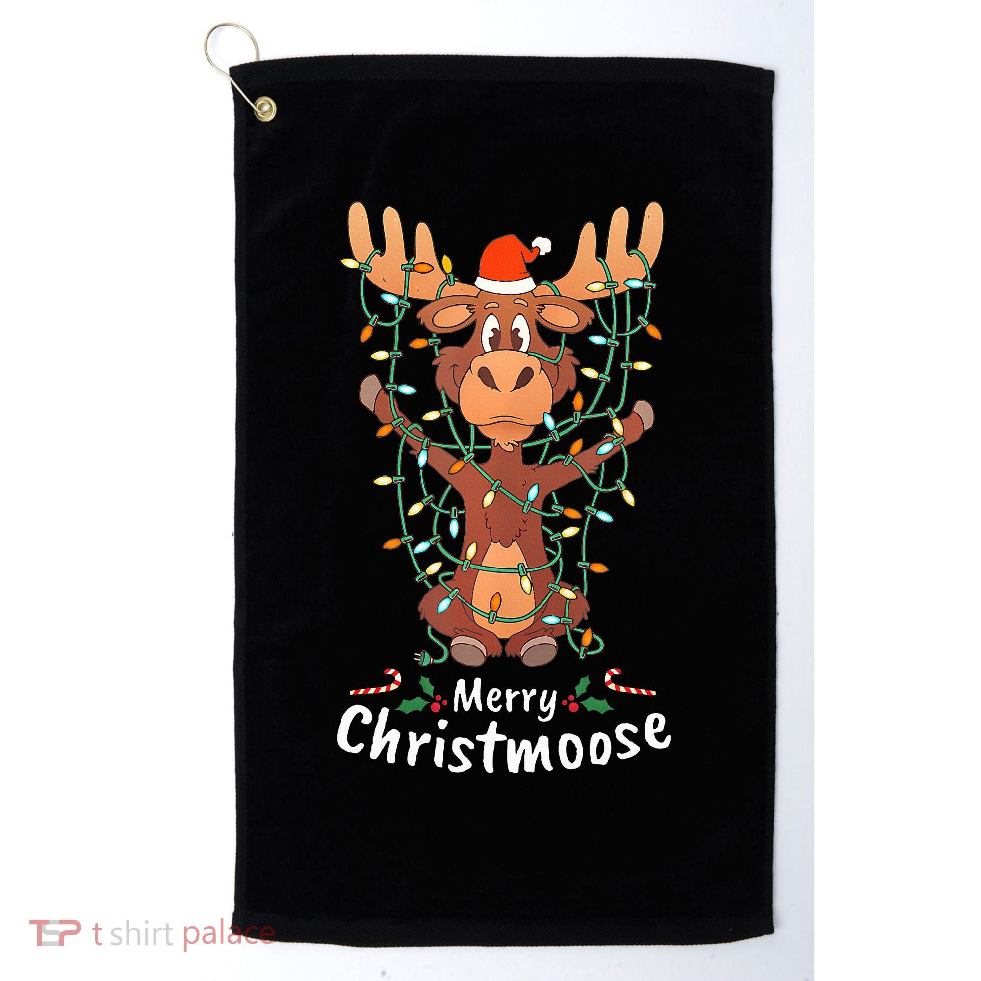 Merry Christmoose Christmas Moose Xmas Tree Lights Gifts  Golf Towel