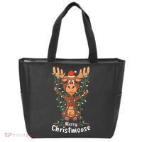 Merry Christmoose Christmas Moose Xmas Tree Lights Gifts  Tote Bag thumb 0