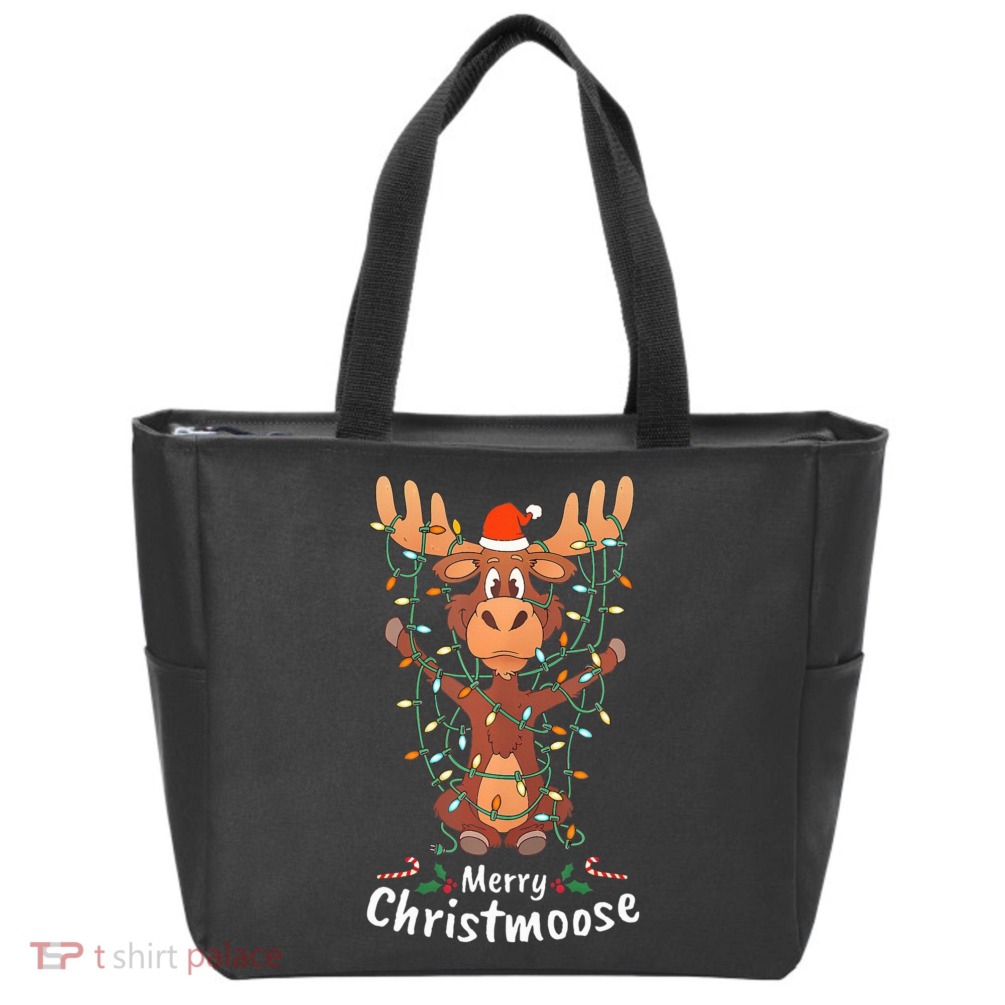Merry Christmoose Christmas Moose Xmas Tree Lights Gifts  Tote Bag