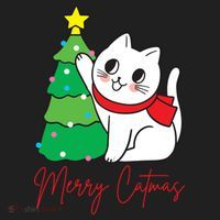 Merry Catmas Cute Christmas Cat Lover Women's Sweatshirt thumb 2