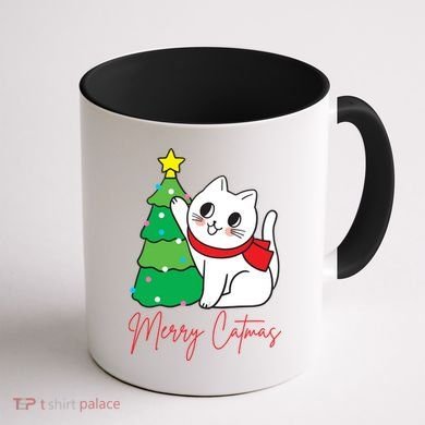 Merry Catmas Cute Christmas Cat Lover Coffee Mug back