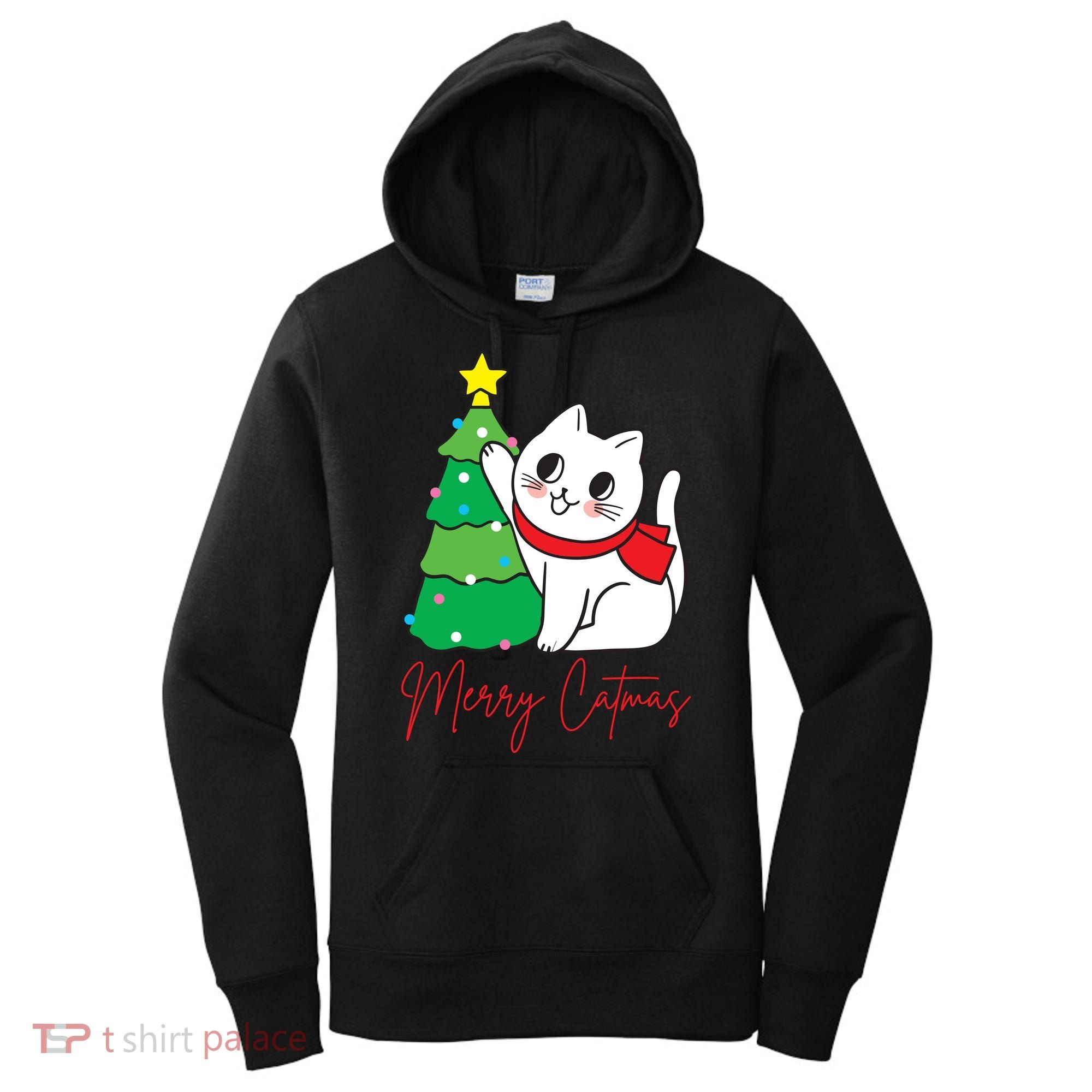 Merry Catmas Cute Christmas Cat Lover Women's Hoodie