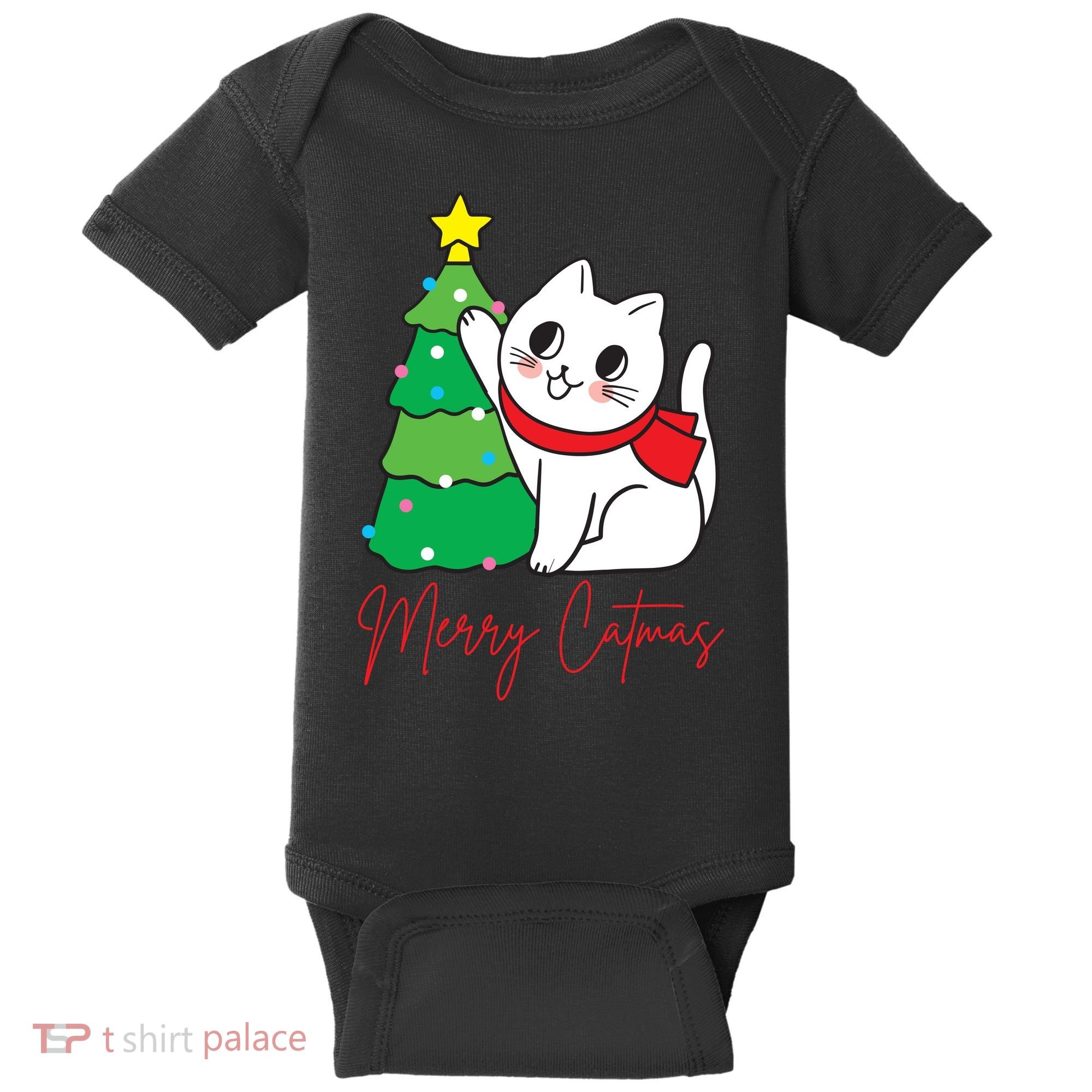 Merry Catmas Cute Christmas Cat Lover Baby Bodysuit