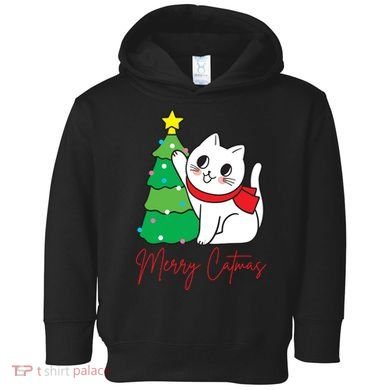 Merry Catmas Cute Christmas Cat Lover Toddler Hoodie
