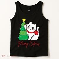 Merry Catmas Cute Christmas Cat Lover Tank Top thumb 2