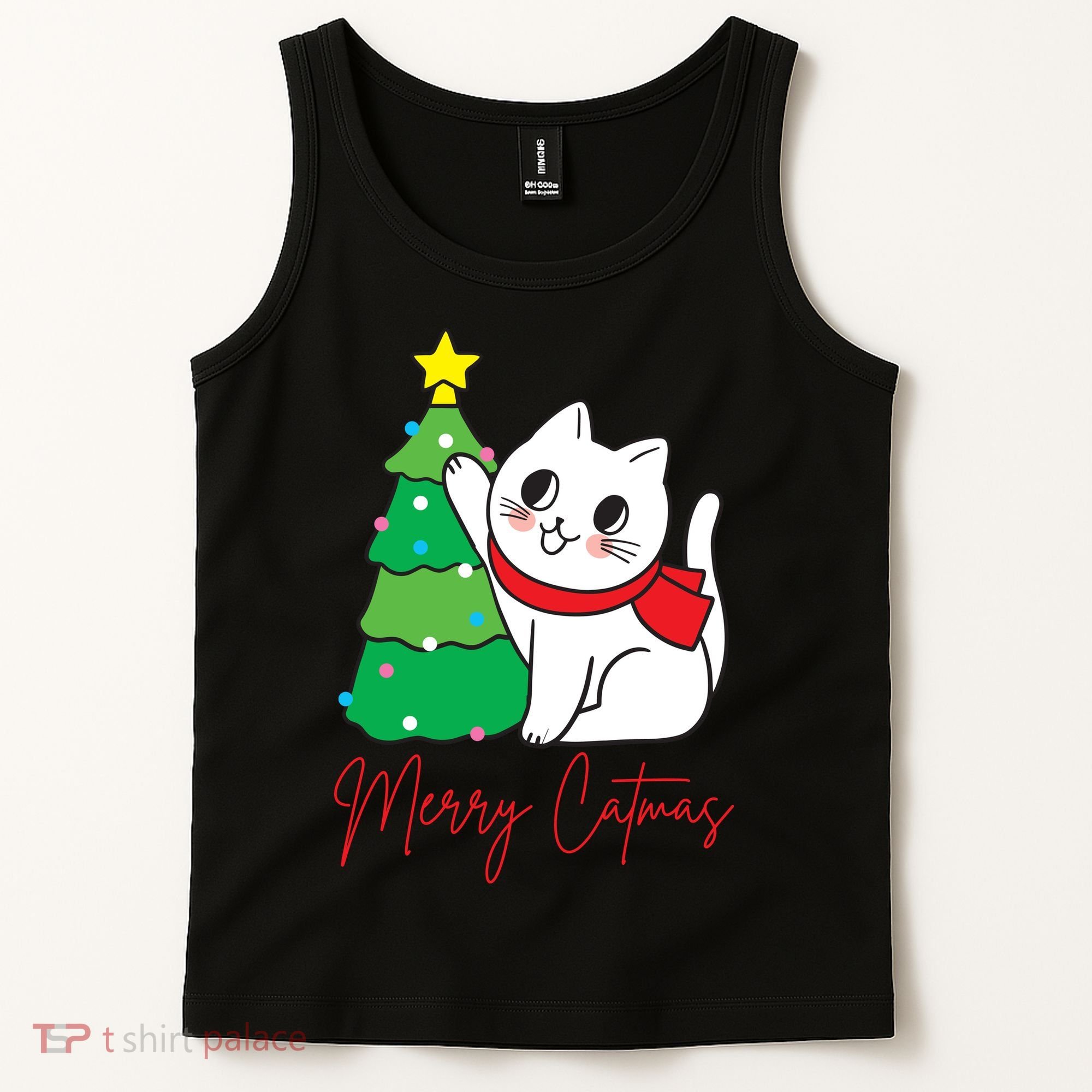 Merry Catmas Cute Christmas Cat Lover Tank Top