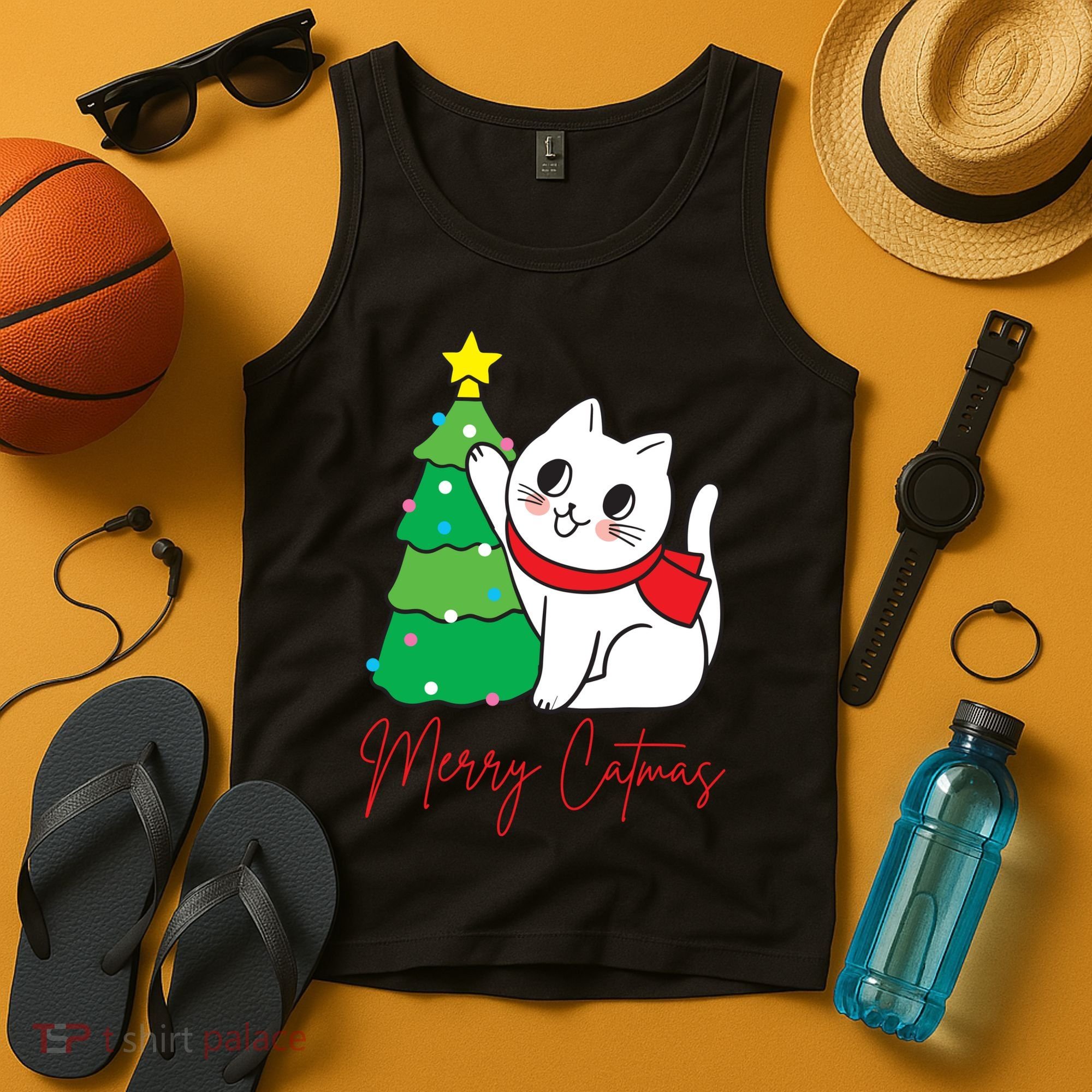 Merry Catmas Cute Christmas Cat Lover Tank Top