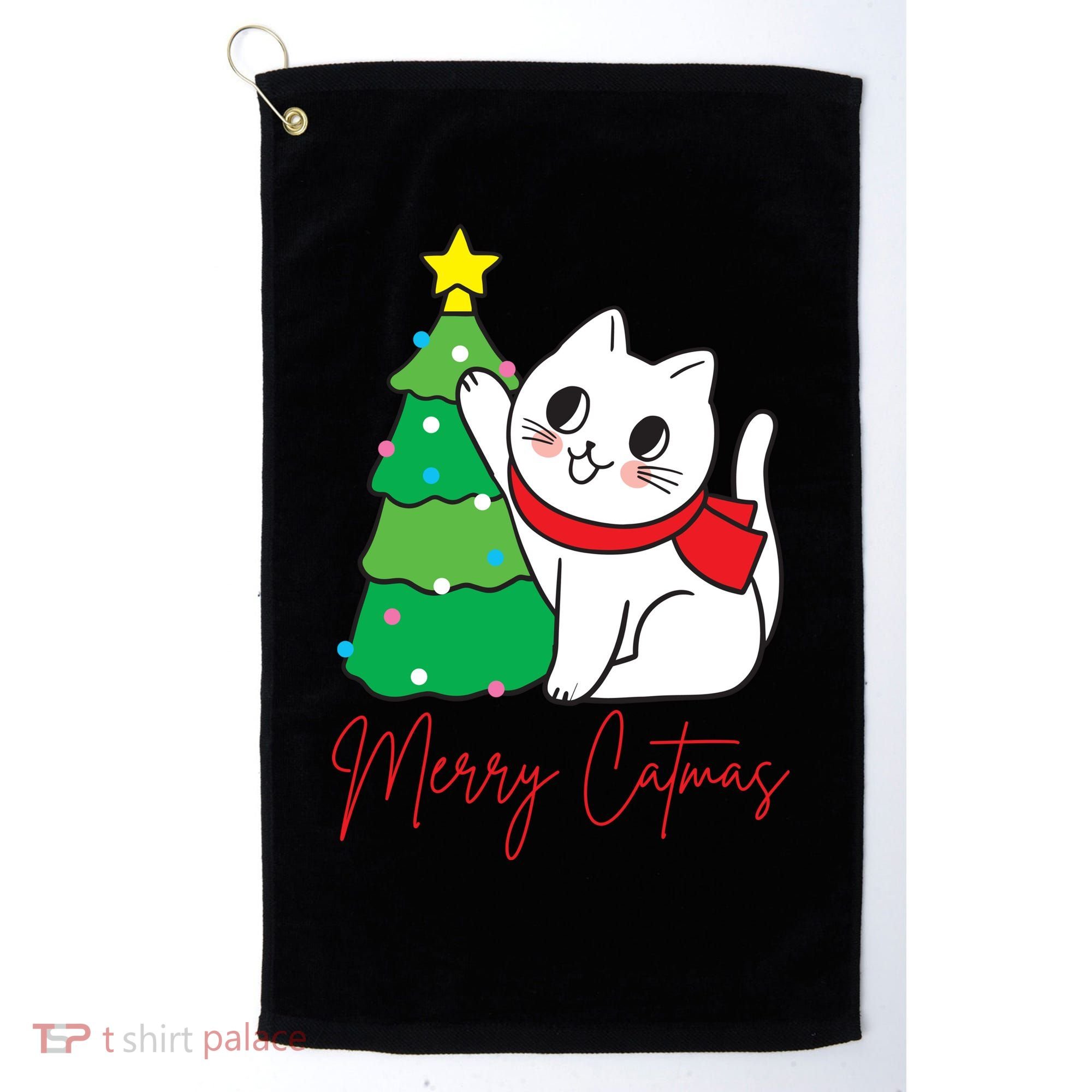 Merry Catmas Cute Christmas Cat Lover Golf Towel