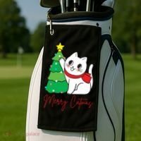 Merry Catmas Cute Christmas Cat Lover Golf Towel thumb 2