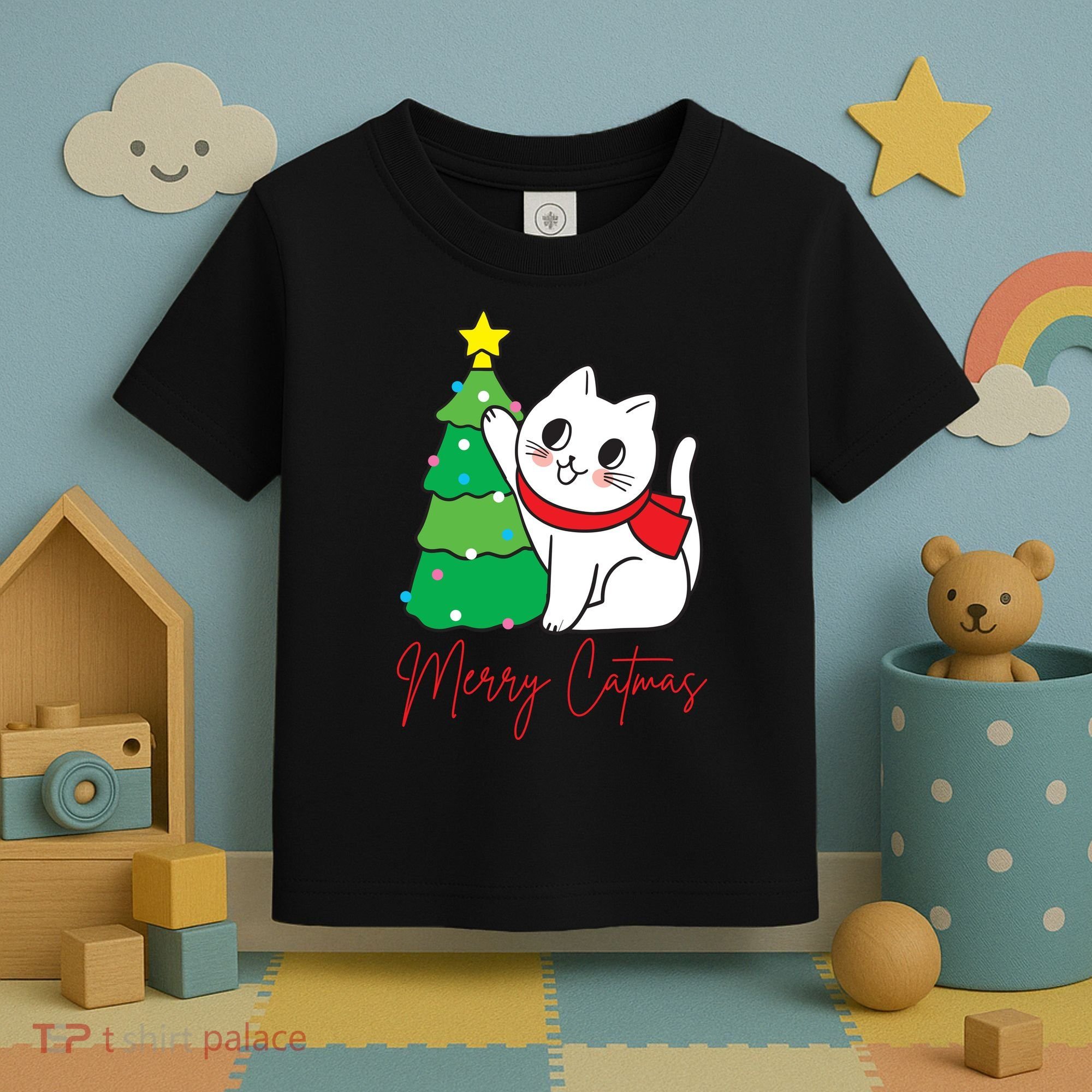 Merry Catmas Cute Christmas Cat Lover Toddler T-Shirt